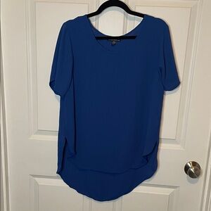 Signature Studio Cobalt Blue Women's Large Blouse High/low EUC